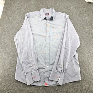 Untuckit Pio Cesare‎ WF Men's L Reg Fit Navy Long Sleeve Button Front Shirt